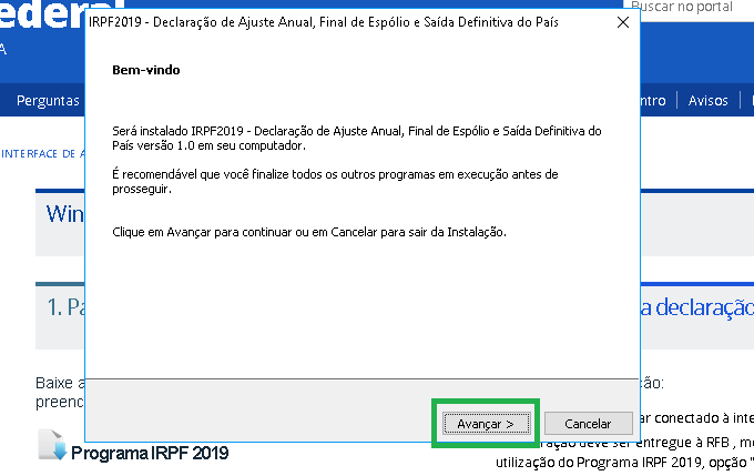 instalacao programa IRPF 2019