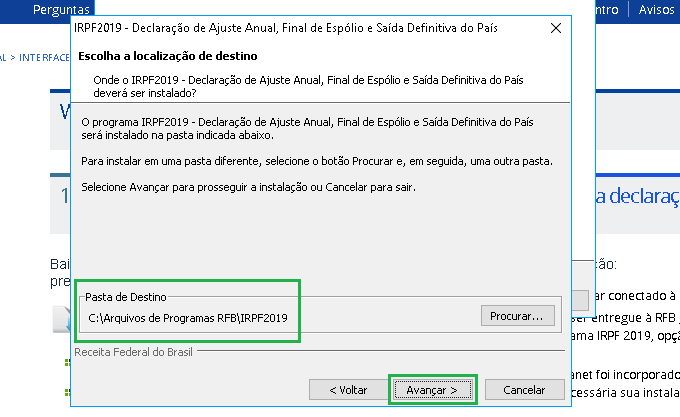 instalação do programa IRPF 2019