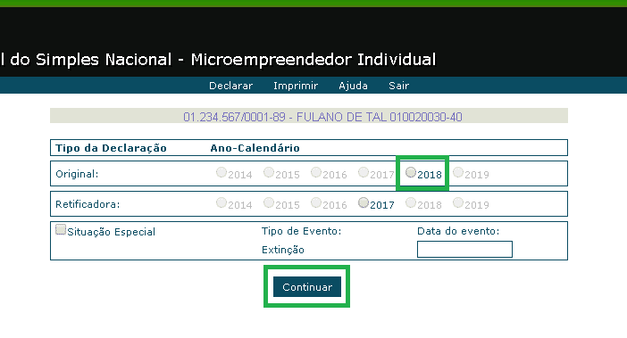 declaração do MEI ano-calendário