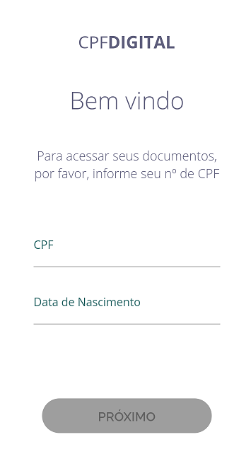 tela de início do CPF Digital